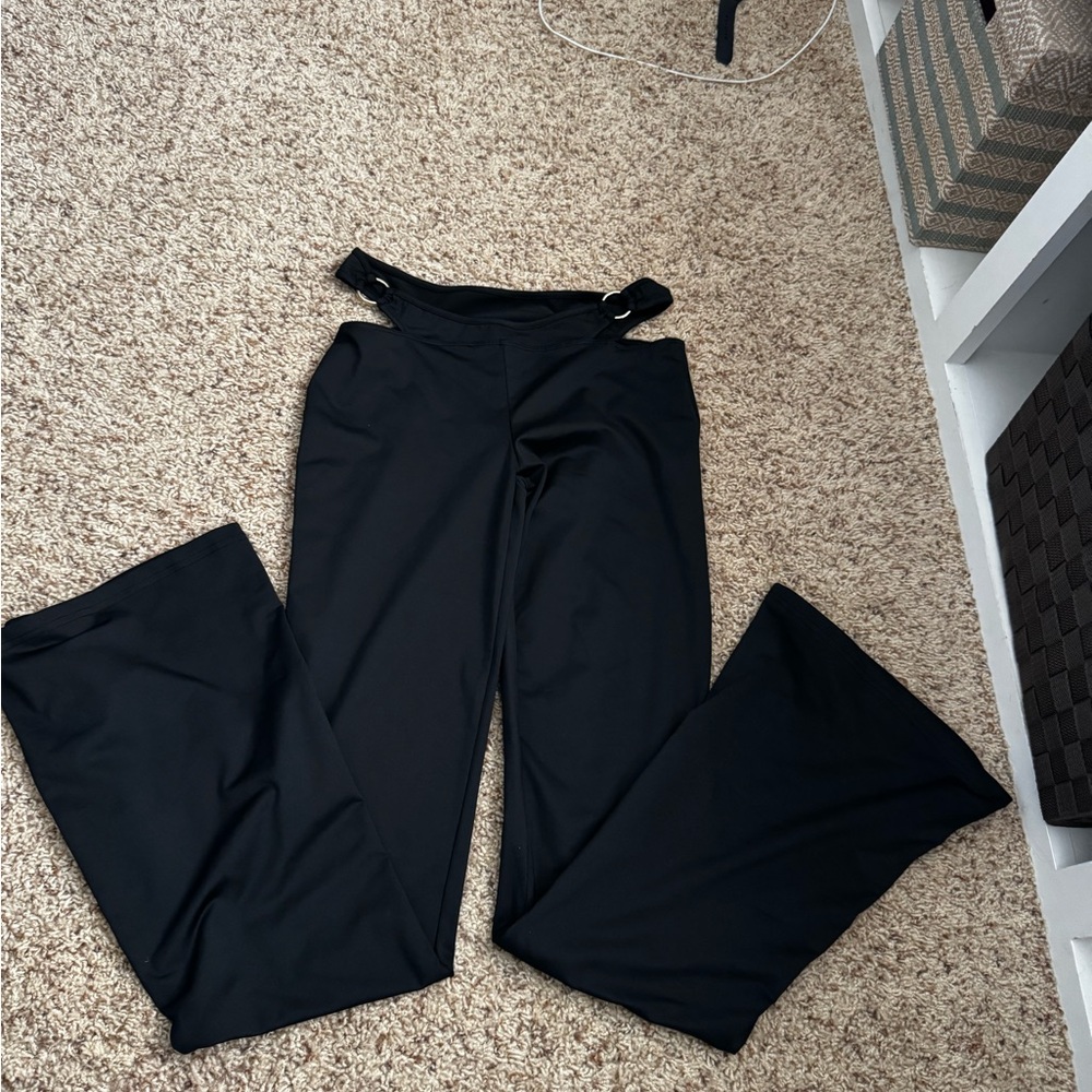 Edikted Black Leggings with Side Cutouts